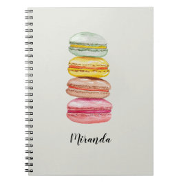 Caderno Espiral Macarons Franceses Aquarela Pintados à Mão