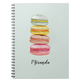 Caderno Espiral Macarons Franceses Coloridos Aquarela Pintados à M