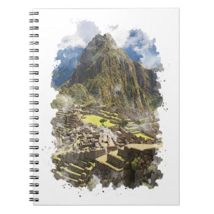 Caderno Espiral Machu Picchu Peru Watercolor Art