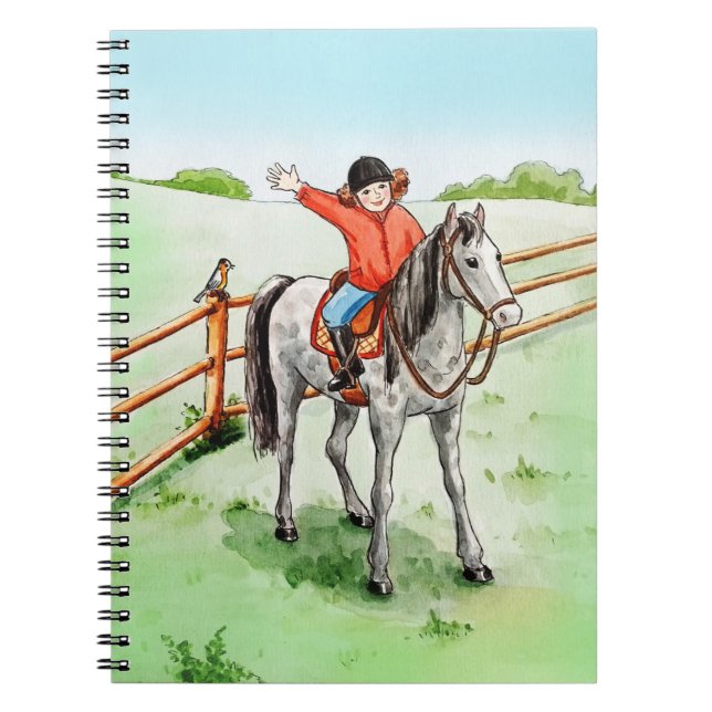 Caderno Espiral Mädchen beim Reiten (Frente)