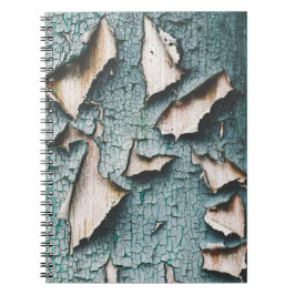 Caderno Espiral Madeira de cor verde-clara, azul-russa, de descasq