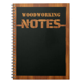 Caderno Espiral Madeira de corte 3D a preto