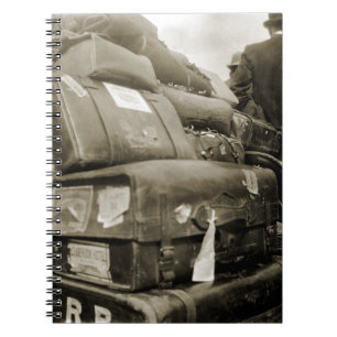 CADERNO ESPIRAL MADEIRA DE EQUIPE DE BAGAGEM VIAGEM 1890