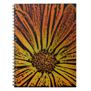 Caderno Espiral Madeira de Flor Laranja