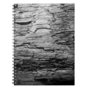 Caderno Espiral Madeira de textura negra e branca