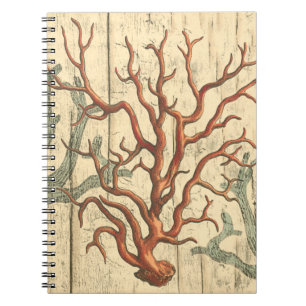 Caderno Espiral Madeira e coral pequeno