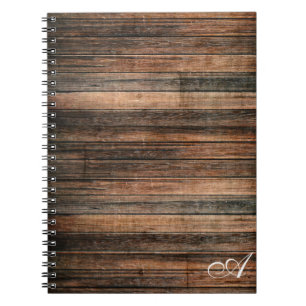 Caderno Espiral Madeira Marrom Rústica Envelhecida Casamento no Ce