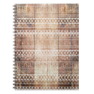 Caderno Espiral Madeira tribal asteca do vintage