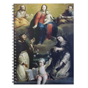 Caderno Espiral Madonna do rosário com SS Dominic, Catheri