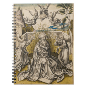 Caderno Espiral Madonna e anjos em uma paisagem c.1500