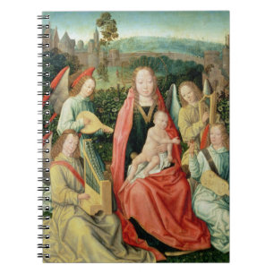 Caderno Espiral Madonna e criança cercados por anjos