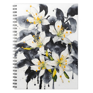 Caderno Espiral Madressilva - Flores de aquarela