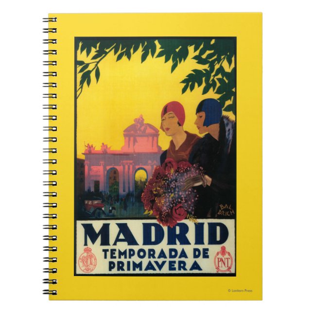 Caderno Espiral Madrid no Poster Viagem de Springtime (Frente)