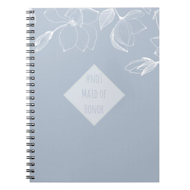Caderno Espiral MADRINHA DE CASAMENTO GIFT Vermelhidão Azul Magnol (Frente)