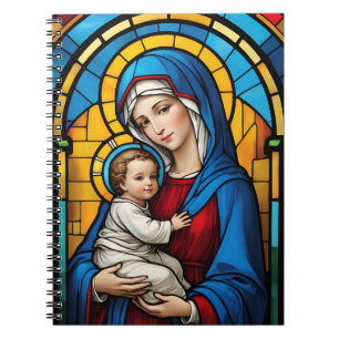 Caderno Espiral Mãe Abençoada Mary e Jesus Bebê - Virgem Maria