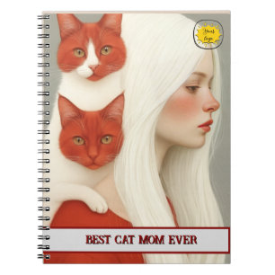 Caderno Espiral Mãe amante de gatos Foto laranja