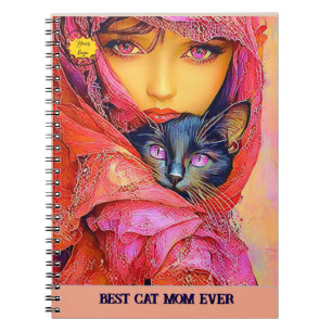 Caderno Espiral Mãe amante de gatos Foto laranja