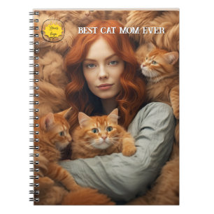 Caderno Espiral Mãe amante de gatos Foto laranja