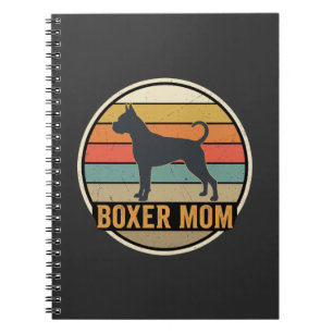 Caderno Espiral Mãe Boxer Pôr do Sol Retro Cachorro