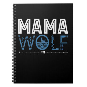 Caderno Espiral Mãe de Arte Nativa Americana Mama Wolf