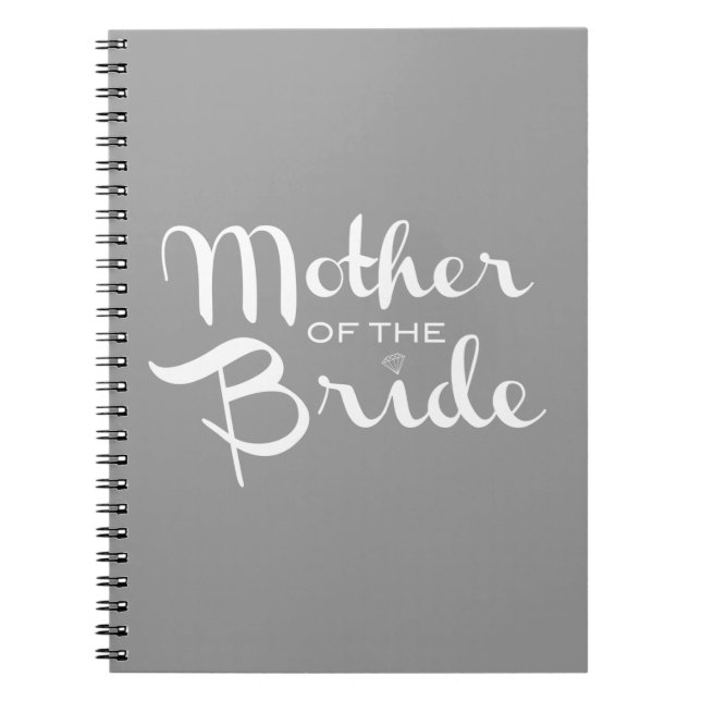 Caderno Espiral Mãe de Bride Retro Script White em Cinzas (Frente)