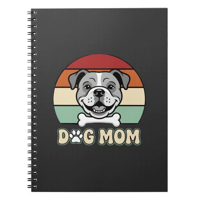 Caderno Espiral Mãe de Cachorro Retro Bulldog Vetor (Frente)