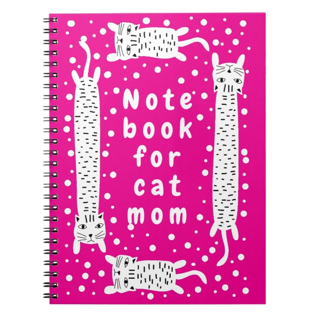 Caderno Espiral Mãe de Gato Rosa Quente (Frente)