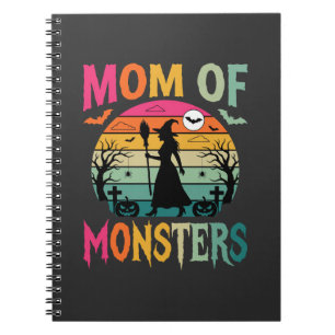 Caderno Espiral Mãe de Monstros do Halloween Feiticeira Pôr do Sol