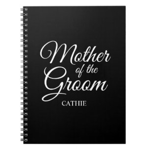 Caderno Espiral Mãe do Noivo Personalizada Preto e Branco