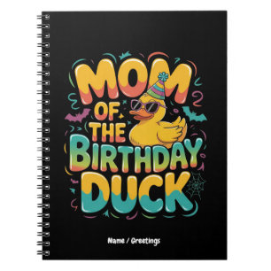 Caderno Espiral Mãe Do Pato De Aniversário Pato De Borracha Menina