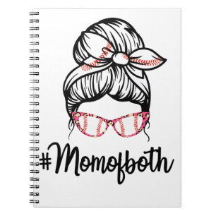 Caderno Espiral Mãe Engraçada dos Dois Beisebol Mãe Softball M