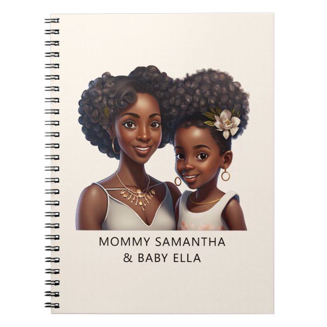 Caderno Espiral Mãe negra personalizada e filha (11) (Frente)