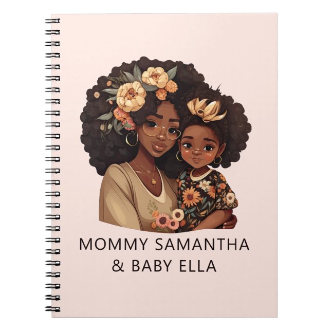 Caderno Espiral Mãe negra personalizada e filha (19) (Frente)