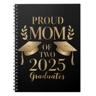 Caderno Espiral Mãe Orgulhosa de Dois Graduandos de 2025 Gêmeos Gr