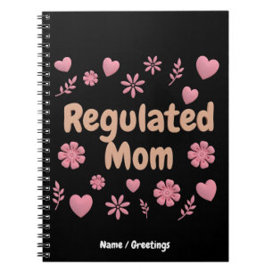 Caderno Espiral Mãe Regulada 3D Floral Rosa Estética do Coração