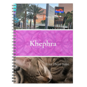 Caderno Espiral Magenta Batik Photo Collage White Border Name