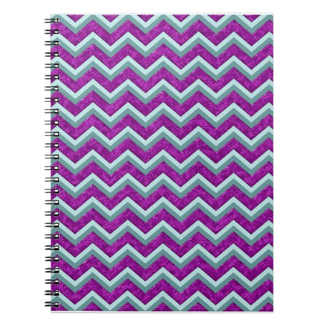 Caderno Espiral Magenta Foil e Teal ZigZag Padrão (Frente)