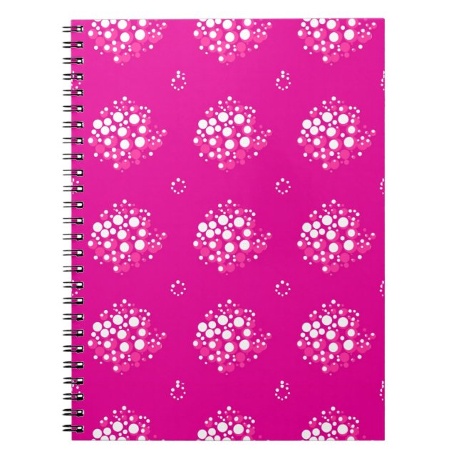 Caderno Espiral Magenta Minimal Dot Pattern Design (Frente)
