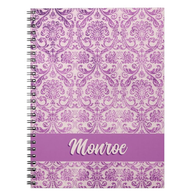 Caderno Espiral Magenta Pink Damask (Frente)