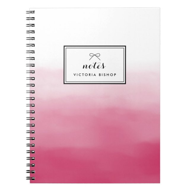 Caderno Espiral Magenta Watercolor Ombre Personalizado (Frente)