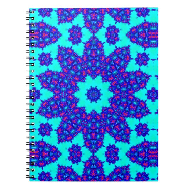 Caderno Espiral Magia Blue caleidoscópio floresceu (Frente)