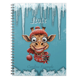 Caderno Espiral Magia de inverno com uma girafa de desenho animado