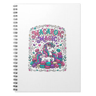 Caderno Espiral Magia de Macaron de Unicórnio Colorido Mercado Art