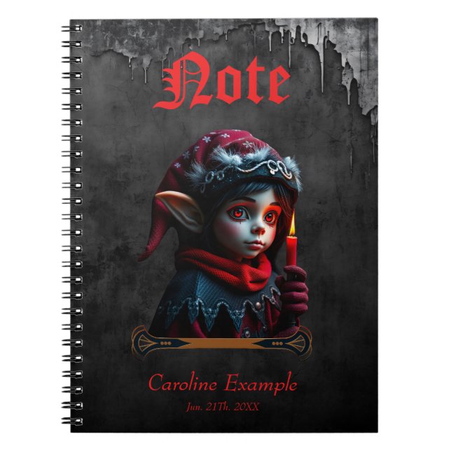 Caderno Espiral Magia do elfo gótico debaixo da lua de cheio. (Frente)