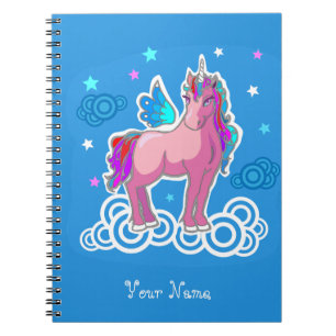 Caderno Espiral Magic Cute Pink Unicorn com asas
