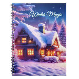 Caderno Espiral Mágica De Inverno - Cabine Cozy Na Wonderland De I