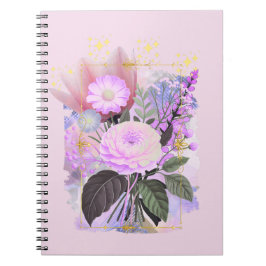 Caderno Espiral Magical Floral Bouquet in Golden Frame