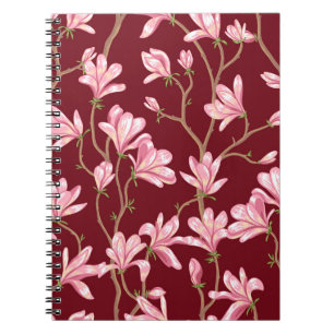 Caderno Espiral Magnolia Branches: Ilustração Vintage em Sangue.