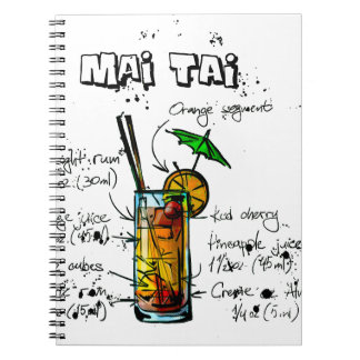 Caderno Espiral MAI TAI da receita do cocktail