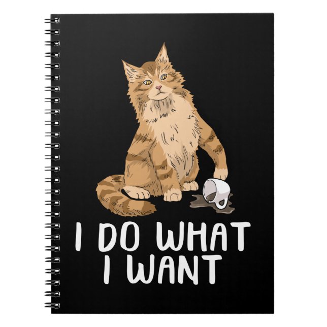 Caderno Espiral Maine Coon Cat Presente Eu Faço O Que Quero Maine  (Frente)